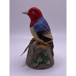 Vintage Jasco Feathered Friends 1979 Bisque Porcelain Bird Bell Figure